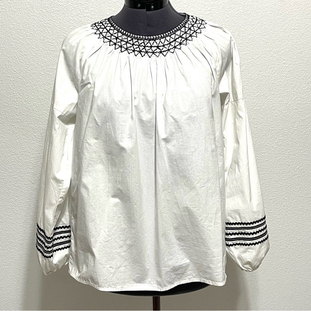 Joie Woman White Balloon Sleeve Ghada Poplin Blouse Size S